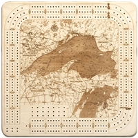 Lake Superior Real Wood Decorative Cribbage Board