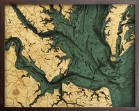 Norfolk Nautical Topographic Art: Bathymetric Real Wood Decorative Chart
