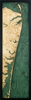 New Jersey North Shore Nautical Topographic Art: Bathymetric Real Wood Decorative Chart