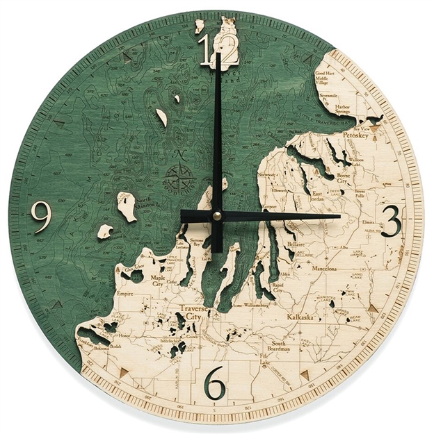3D Northwest Michigan Real Wood Decorative Clock