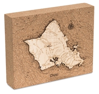 Oahu Cork Map Nautical Topographic Art