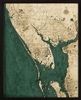 Charlotte Harbor Nautical Topographic Art: Bathymetric Real Wood Decorative Chart