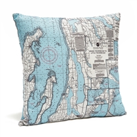Grand Traverse Bay Indoor Outdoor Nautical Pillow Map