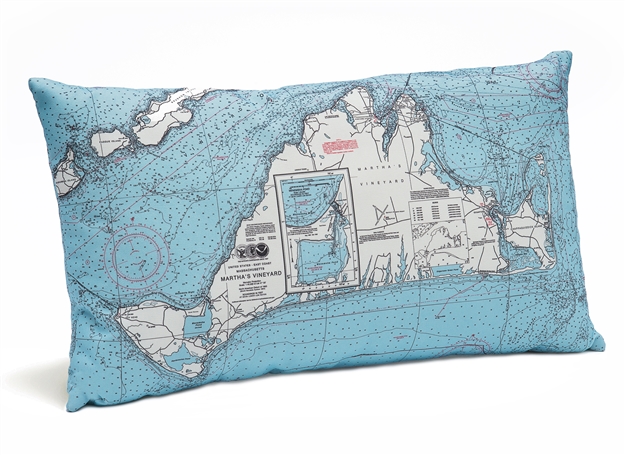 Martha's Vineyard Indoor Outdoor Nautical Pillow Map