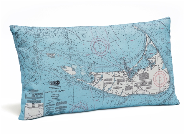 Nantucket Indoor Outdoor Nautical Pillow Map