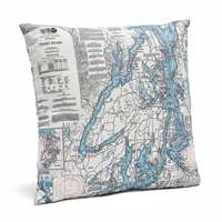 Puget Sound Indoor Outdoor Nautical Pillow Map