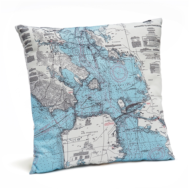 San Francisco Bay Indoor Outdoor Nautical Pillow Map