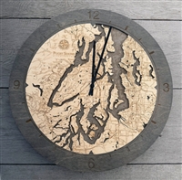 3D Puget Sound Real Wood Decorative Ring  Clock