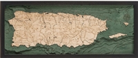 Puerto Rico Nautical Topographic Art: Bathymetric Real Wood Decorative Chart