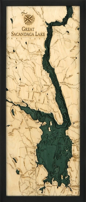 Great Sacandaga Nautical Topographic Art: Bathymetric Real Wood Decorative Chart