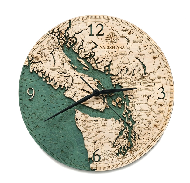 Salish Sea Real Wood Decorative Clock