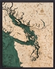 Salish Sea Nautical Topographic Art: Bathymetric Real Wood Decorative Chart