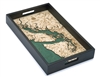 Salish Sea Nautical Real Wood Map Decorative Serving Tray