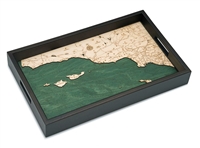 Santa Barbara Nautical Real Wood Map Decorative Serving Tray