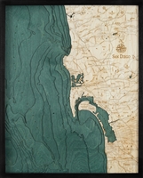 San Diego 3D Nautical Real Wood Map Depth Decorative Chart