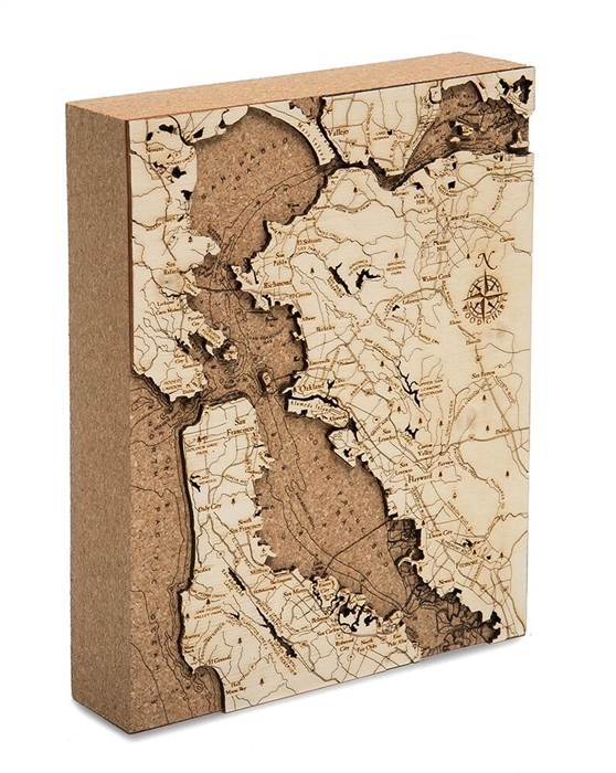 San Francisco Cork Map Nautical Topographic Art