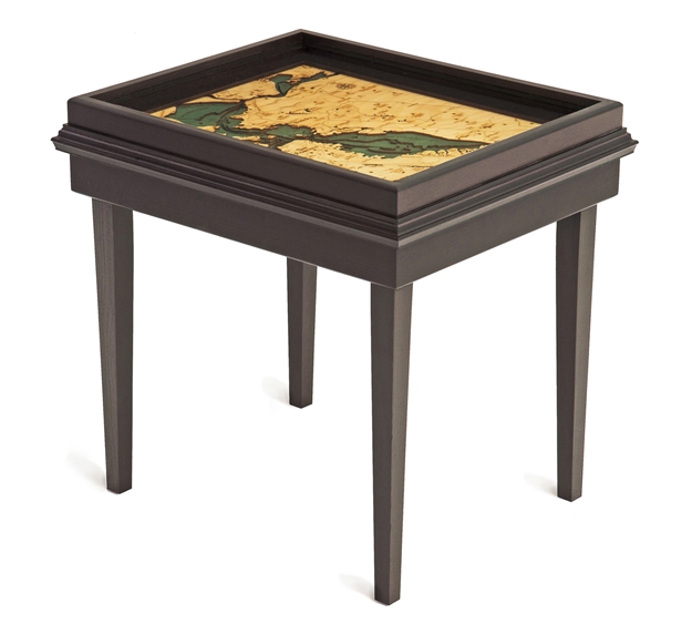 San Francisco Bay 3D Nautical Woodchart End Table