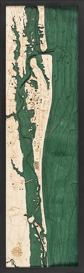 St. Augustine Nautical Topographic Art: Bathymetric Real Wood Decorative Chart