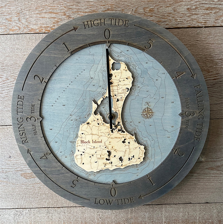Block Island Real Wood Decorative tide Clock
