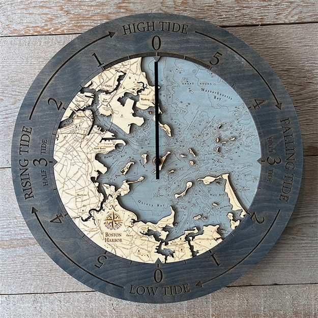 Boston Harbor Real Wood Decorative tide Clock