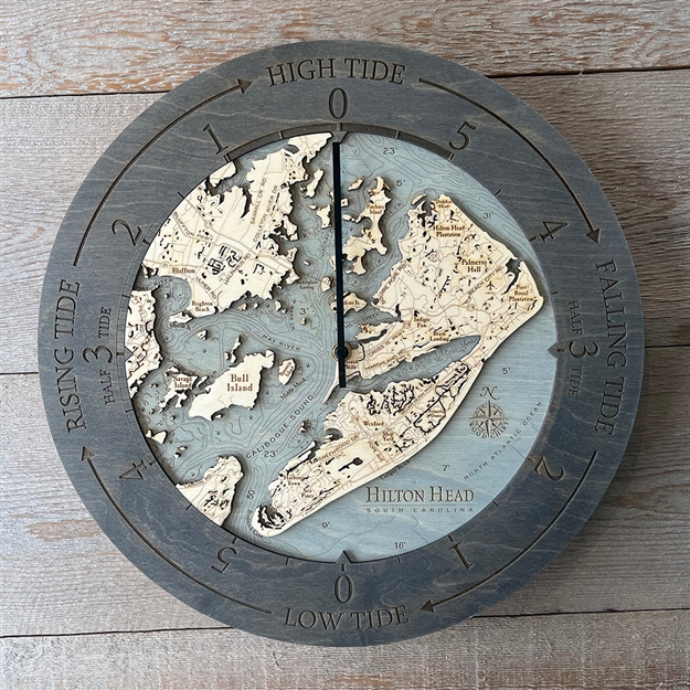 Hilton Head Real Wood Decorative tide Clock