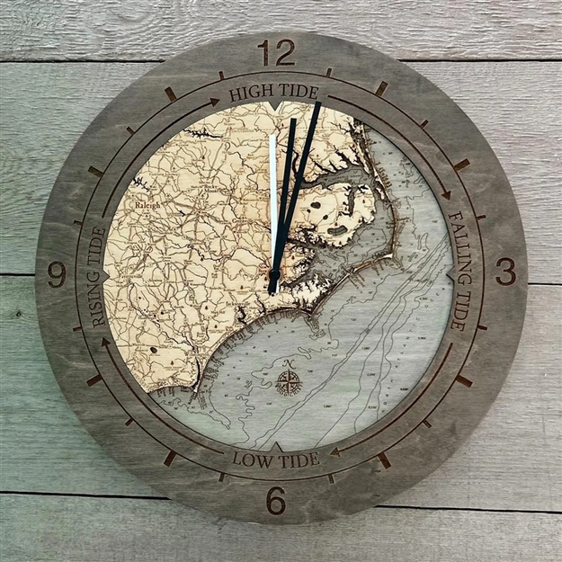 North Carolina coast Real Wood Decorative tide and time Clock