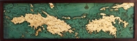 3D Virgin Islands Nautical Real Wood Map Depth Decorative Chart