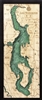 3D Lake Washington Nautical Real Wood Map Depth Decorative Chart