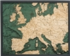 3D Western Europe Nautical Real Wood Map Depth Decorative Chart