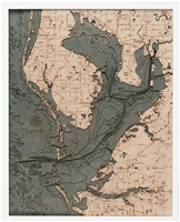 Tampa Bay Nautical Topographic Art: Bathymetric Real Wood Decorative Chart