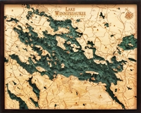 3D Lake Winnipesaukee Nautical Real Wood Map Depth Decorative Chart