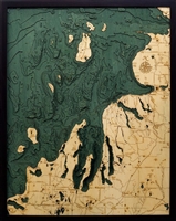 3D Northwest Michigan Nautical Real Wood Map Depth Decorative Chart