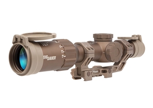 TANGO6T, 1-6X24MM, 30MM, FFP, DWLR-556 ILLUMINATED RETICLE, 0.2 MRAD, CAPPED TURRET, FDE, W/ ALPHA4 1.535 MOUNT, DVO