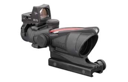 Trijicon ACOG 4x32 Scope, Dual Illuminated Red Chevron .223 Ballistic Reticle, 3.25 MOA RMR Sight, and T1A51 Mount