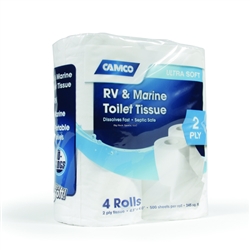 Camco 2 Ply Toilet Tissue 4 Rolls, 500 sheets