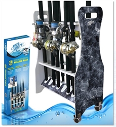 Rush Creek  Reel Salty  16 Rolling Rod Floor Rack