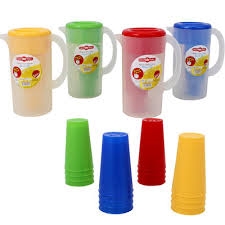 4S-202--PITCHER 2QT W/4 TUMBLERS, ASST COLORS