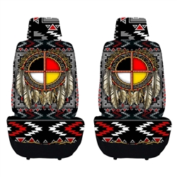 PRINTED FRONT SEAT COVER SET - MEDICINE WHEEL