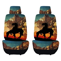 PRINTED FRONT SEAT COVER SET - END OF THE TRAIL