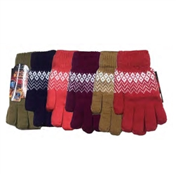 ALP-42534--LADIES KNIT THERMAL GLOVES, ASST PRINTS