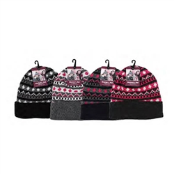 LADIES KNIT BEANIES, ASST PRINTS