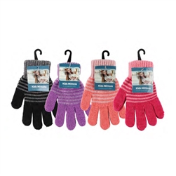 ALP-42809--KIDS (GIRLS) STRETCH GLOVES, ASST