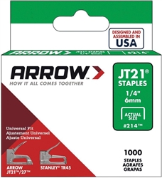 ARROW 1/4"STAPLES--SMALL (FITS T27 GUN--5/BX)
