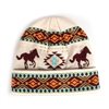 KNIT BEANIE, RUNNING GEO HORSES
