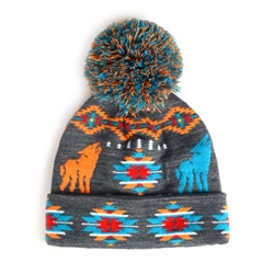 KNIT BEANIE W/ POM, LEGACY TRAILS-GREY WOLF