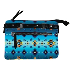 FLEECE CROSSBODY PURSE, ZIPPERED--DIAMOND AZURE
