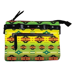 FLEECE CROSSBODY PURSE, ZIPPERED--GREEN LIZARD