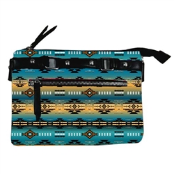 FLEECE CROSSBODY PURSE, ZIPPERED--TEAL POWER