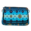 FLEECE CROSSBODY PURSE, W/FLAP--DIAMOND AZURE
