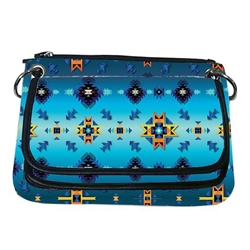 FLEECE CROSSBODY PURSE, W/FLAP--DIAMOND AZURE